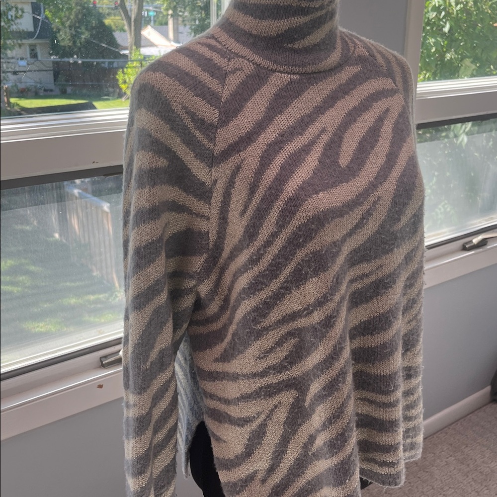 Ann Taylor metallic thread zebra stripe sweater S